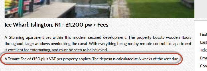 In the property description.